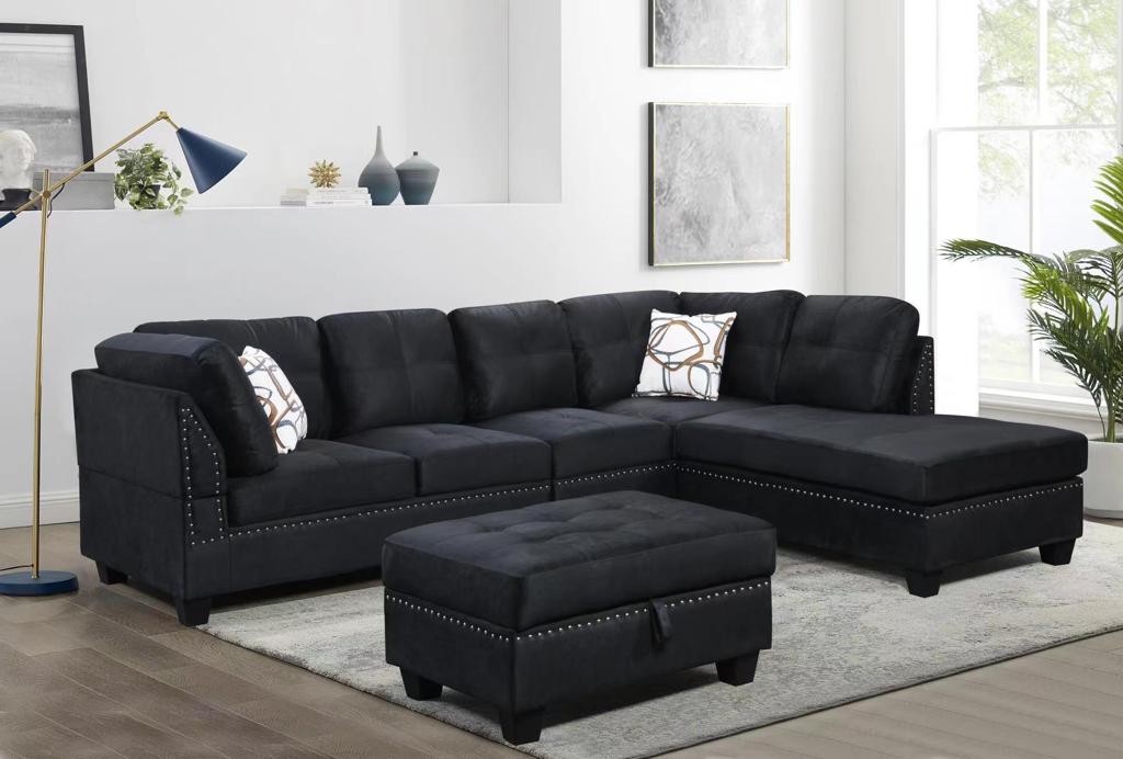 SNOW BLACK SUEDE (Reversible Sectional)