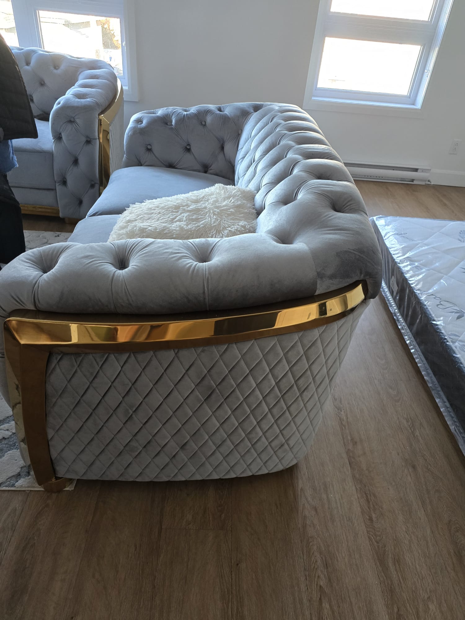 Sofa set 3pcs Zagor grey gold and bleu