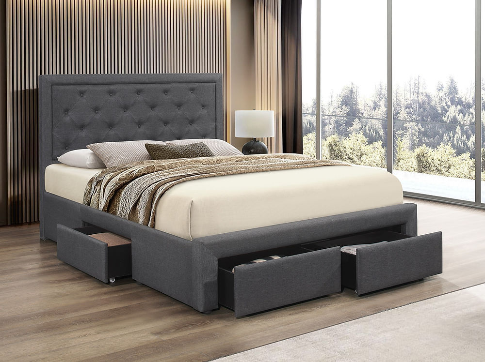 IF-5295 Bed with 3x Storage Drawers (2xFront and 1x Side)